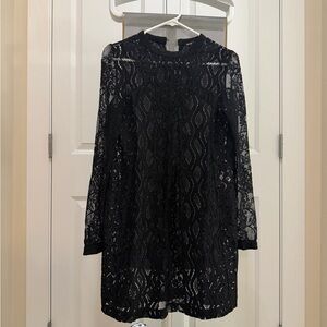 Maje Black Lace Long Sleeve Dress